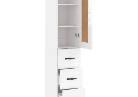 Dulap înalt, alb extralucios, 34,5x34x180 cm, lemn prelucrat - 4/5