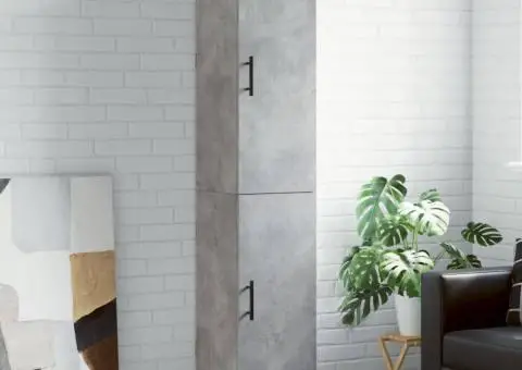 Dulap înalt, gri beton, 34,5x34x180 cm, lemn prelucrat - 1/5