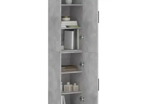 Dulap înalt, gri beton, 34,5x34x180 cm, lemn prelucrat - 3/5