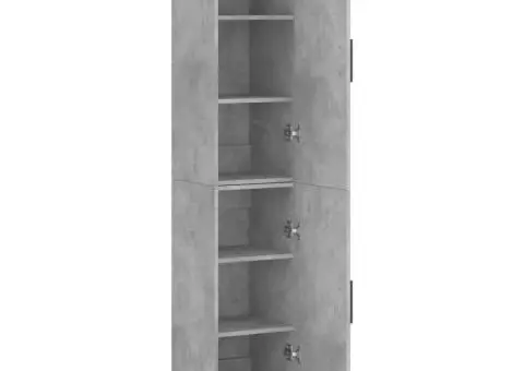Dulap înalt, gri beton, 34,5x34x180 cm, lemn prelucrat - 4/5