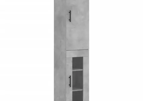 Dulap înalt, gri beton, 34,5x34x180 cm, lemn prelucrat - 2/5