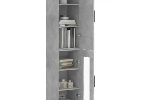 Dulap înalt, gri beton, 34,5x34x180 cm, lemn prelucrat - 3/5