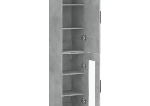 Dulap înalt, gri beton, 34,5x34x180 cm, lemn prelucrat - 4/5