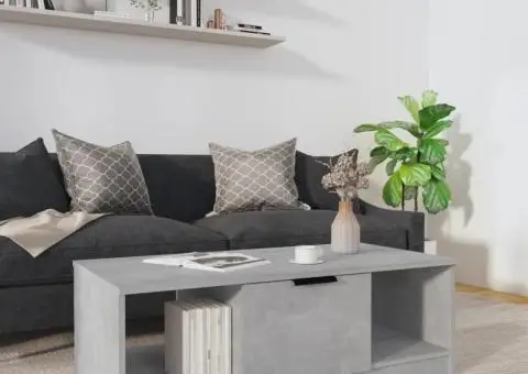 Măsuță de cafea, gri beton, 102x50x36 cm, lemn prelucrat - 1/5