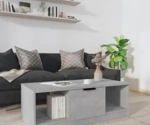 vidaXL Măsuță de cafea, gri beton, 102x50x36 cm, lemn prelucrat