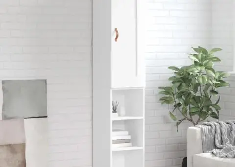 Dulap înalt, alb extralucios, 34,5x34x180 cm, lemn prelucrat - 1/5