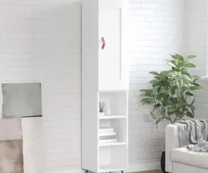 vidaXL Dulap înalt, alb extralucios, 34,5x34x180 cm, lemn prelucrat