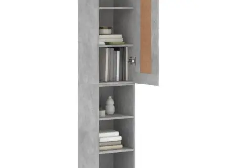 Dulap înalt, gri beton, 34,5x34x180 cm, lemn prelucrat - 3/5