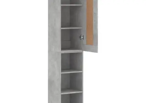 Dulap înalt, gri beton, 34,5x34x180 cm, lemn prelucrat - 4/5
