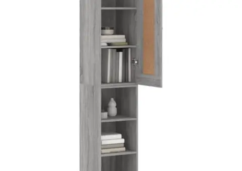 Dulap înalt, gri sonoma, 34,5x34x180 cm, lemn prelucrat - 3/5