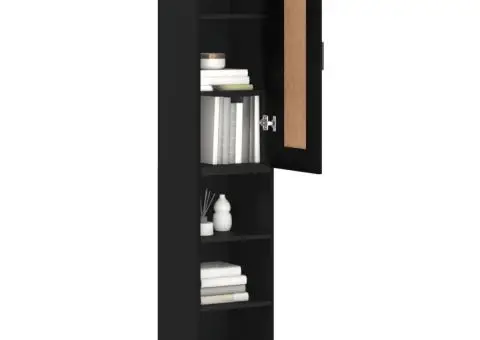 Dulap înalt, negru, 34,5x34x180 cm, lemn prelucrat - 3/5