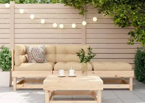 Set mobilier relaxare de grădină, 4 piese, lemn masiv de pin - 1/5