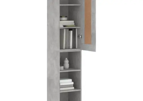 Dulap înalt, gri beton, 34,5x34x180 cm, lemn prelucrat - 3/5