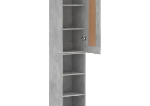 Dulap înalt, gri beton, 34,5x34x180 cm, lemn prelucrat - 4/5