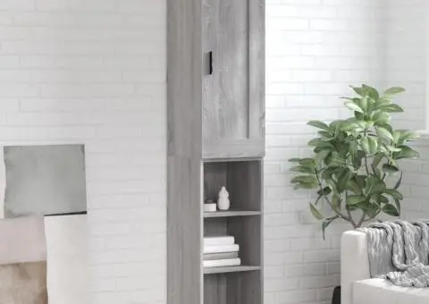 Dulap înalt, gri sonoma, 34,5x34x180 cm, lemn prelucrat - 1/5