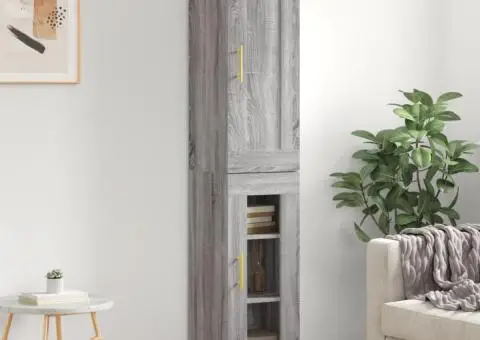 Dulap înalt, gri sonoma, 34,5x34x180 cm , lemn prelucrat - 1/5