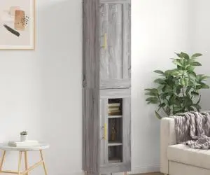 vidaXL Dulap înalt, gri sonoma, 34,5x34x180 cm , lemn prelucrat
