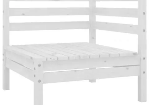 Set mobilier de grădină, 9 piese, alb, lemn masiv pin - 3/5