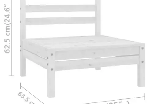 Set mobilier de grădină, 9 piese, alb, lemn masiv pin - 5/5