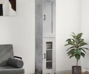 vidaXL Dulap înalt, gri beton, 34,5x34x180 cm, lemn prelucrat