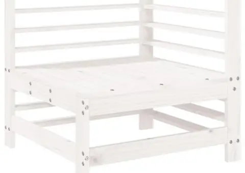 Set mobilier de grădină, 7 piese, alb, lemn masiv de pin - 3/5