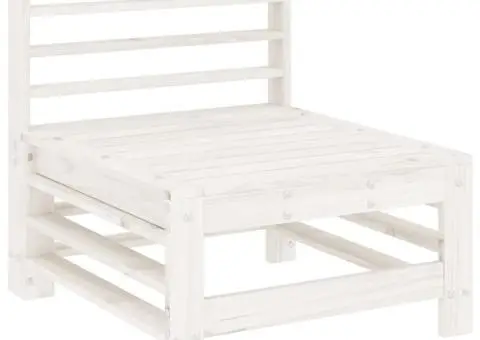 Set mobilier de grădină, 7 piese, alb, lemn masiv de pin - 4/5