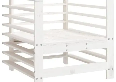 Set mobilier de grădină, 7 piese, alb, lemn masiv de pin - 5/5