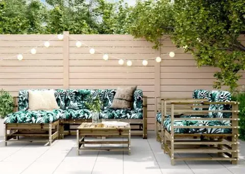 Set mobilier de grădină, 7 piese, lemn de pin tratat - 1/5