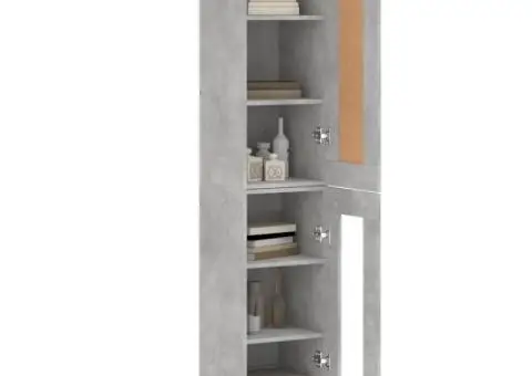 Dulap înalt, gri beton, 34,5x34x180 cm, lemn prelucrat - 3/5