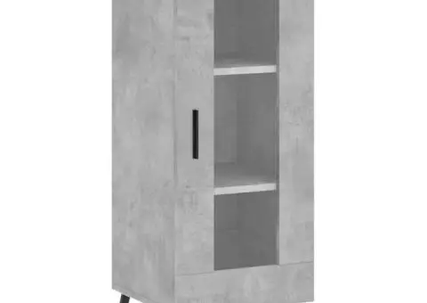 Dulap înalt, gri beton, 34,5x34x180 cm, lemn prelucrat - 5/5