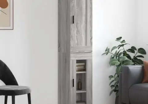 Dulap înalt, gri sonoma, 34,5x34x180 cm, lemn prelucrat - 1/5