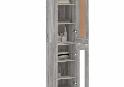 Dulap înalt, gri sonoma, 34,5x34x180 cm, lemn prelucrat - 3/5