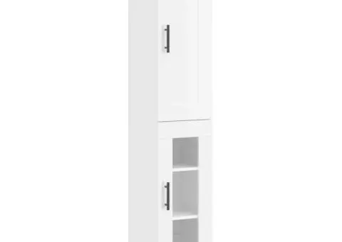 Dulap înalt, alb extralucios, 34,5x34x180 cm, lemn prelucrat - 2/5