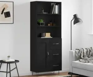 vidaXL Dulap înalt, negru, 69,5x34x180 cm, lemn compozit