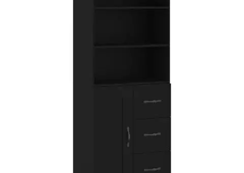 Dulap înalt, negru, 69,5x34x180 cm, lemn compozit - 2/5