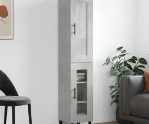 vidaXL Dulap înalt, gri beton, 34,5x34x180 cm, lemn prelucrat