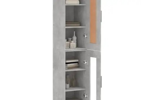 Dulap înalt, gri beton, 34,5x34x180 cm, lemn prelucrat - 3/5