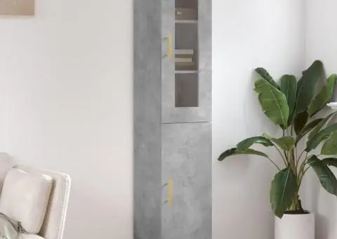 Dulap înalt, gri beton, 34,5x34x180 cm, lemn prelucrat - 1/5