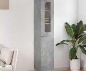 vidaXL Dulap înalt, gri beton, 34,5x34x180 cm, lemn prelucrat