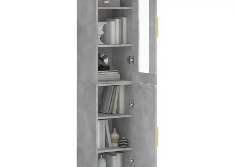 Dulap înalt, gri beton, 34,5x34x180 cm, lemn prelucrat - 3/5