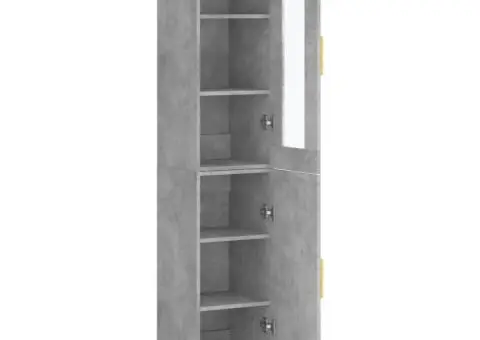 Dulap înalt, gri beton, 34,5x34x180 cm, lemn prelucrat - 4/5