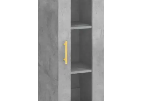 Dulap înalt, gri beton, 34,5x34x180 cm, lemn prelucrat - 5/5