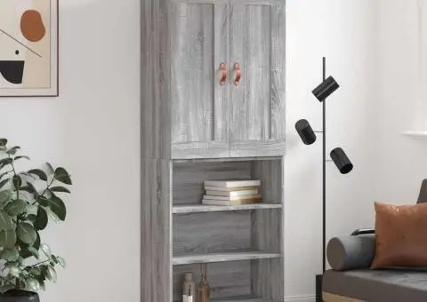 Dulap înalt, gri sonoma, 69,5x34x180 cm, lemn compozit - 1/5