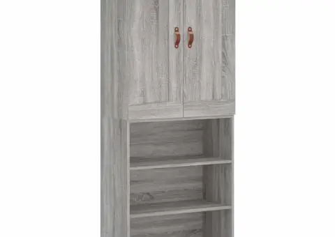 Dulap înalt, gri sonoma, 69,5x34x180 cm, lemn compozit - 2/5