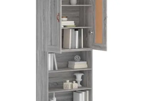 Dulap înalt, gri sonoma, 69,5x34x180 cm, lemn compozit - 3/5