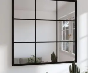 vidaXL Oglindă de perete, negru, 60x60 cm, metal