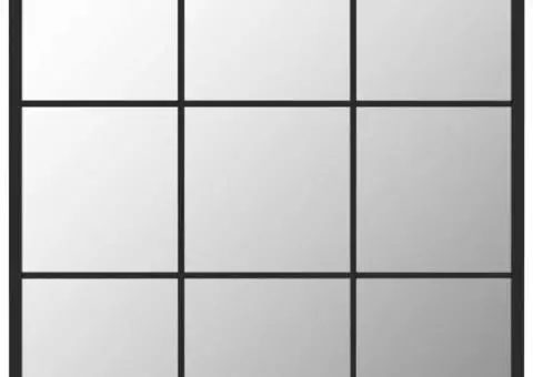 Oglindă de perete, negru, 60x60 cm, metal - 2/5