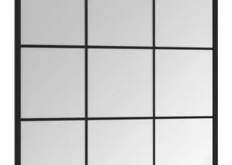 Oglindă de perete, negru, 60x60 cm, metal - 3/5