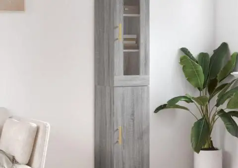 Dulap înalt, gri sonoma, 34,5x34x180 cm, lemn prelucrat - 1/5