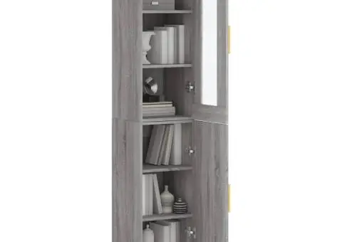 Dulap înalt, gri sonoma, 34,5x34x180 cm, lemn prelucrat - 3/5